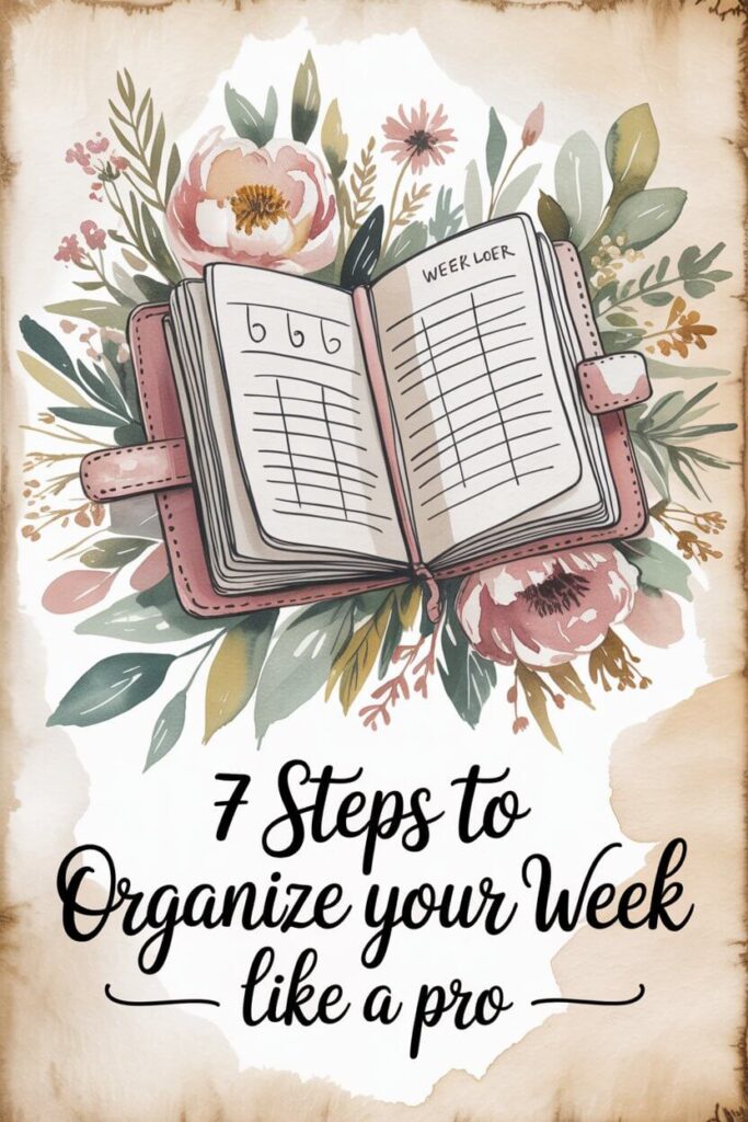 7 steps to organize your week like a pro watercolor illustration with botanical florals 2026