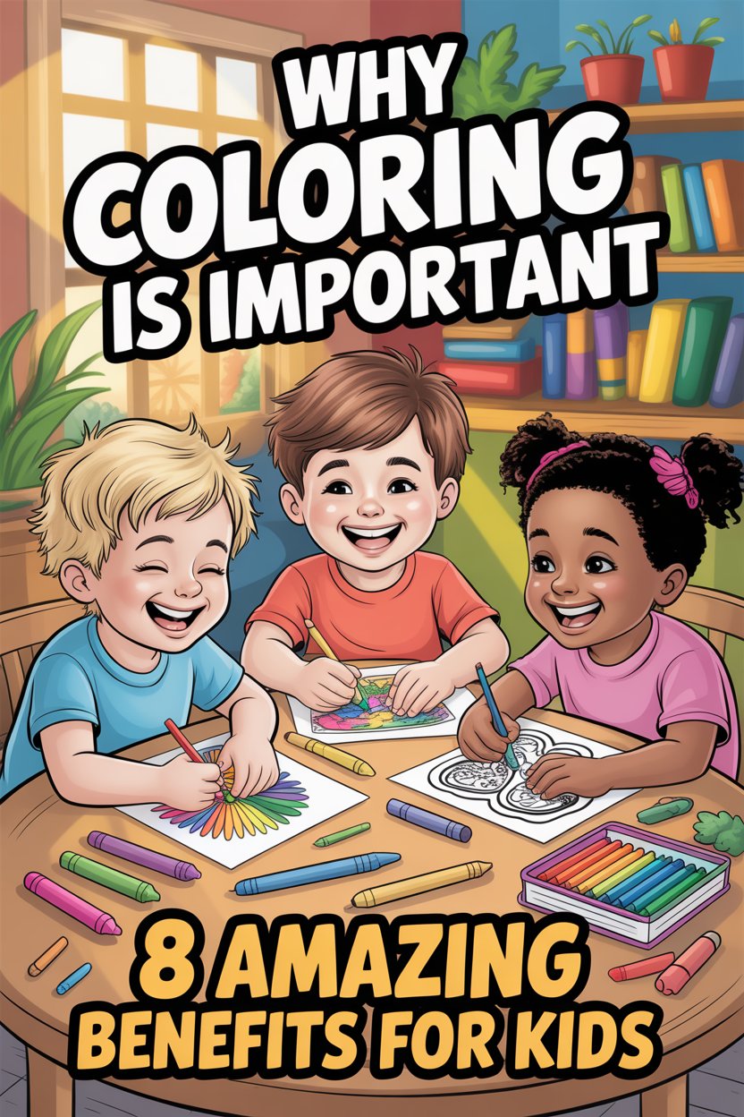 Why coloring is important for child development - happy kids coloring together