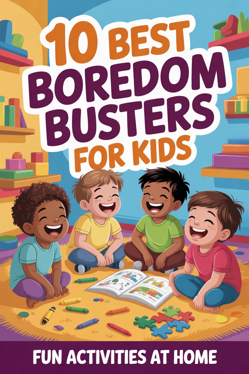 Boredom busters for kids - happy children playing fun activities at home
