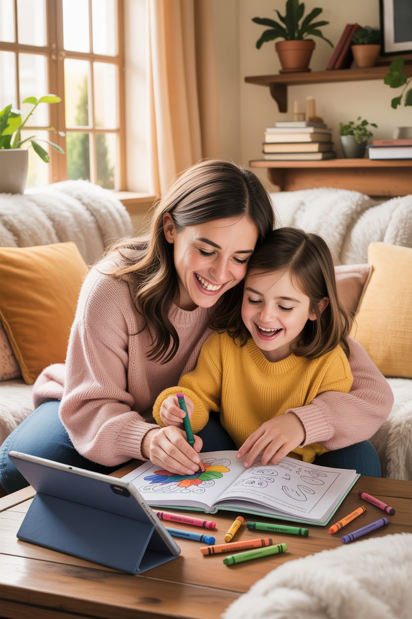 Boredom busters for kids - happy child enjoying creative activities at home