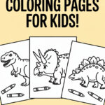 free dinosaur coloring pages for kids printable - T-Rex Triceratops Stegosaurus