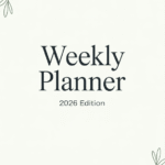 Free weekly planner printable A4 PDF cover with sage green minimalist design 2026