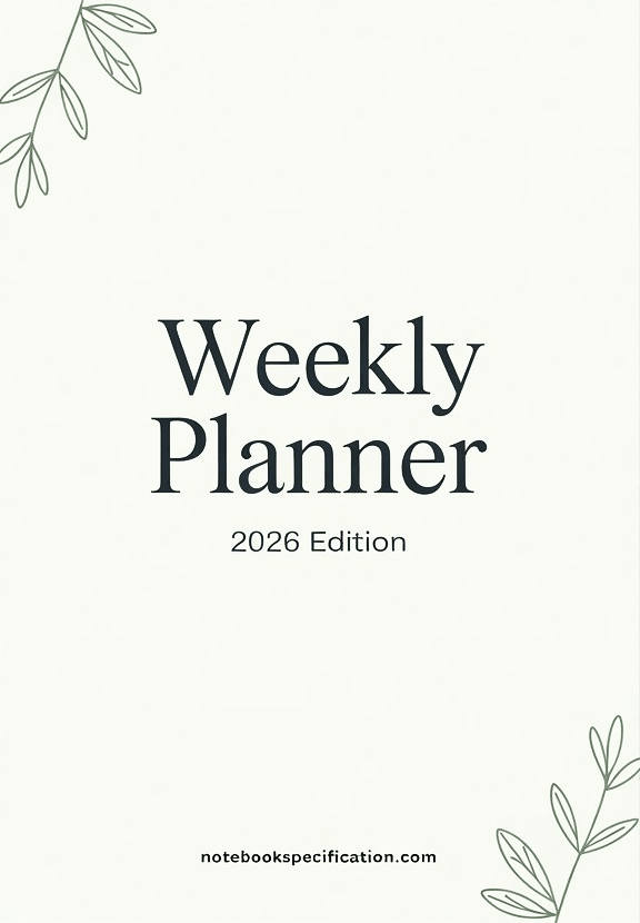 Free weekly planner printable A4 PDF cover with sage green minimalist design 2026