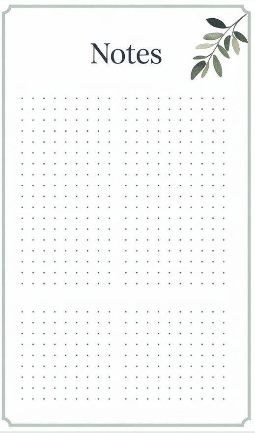 Free weekly planner printable notes page with dot grid pattern sage green minimalist design