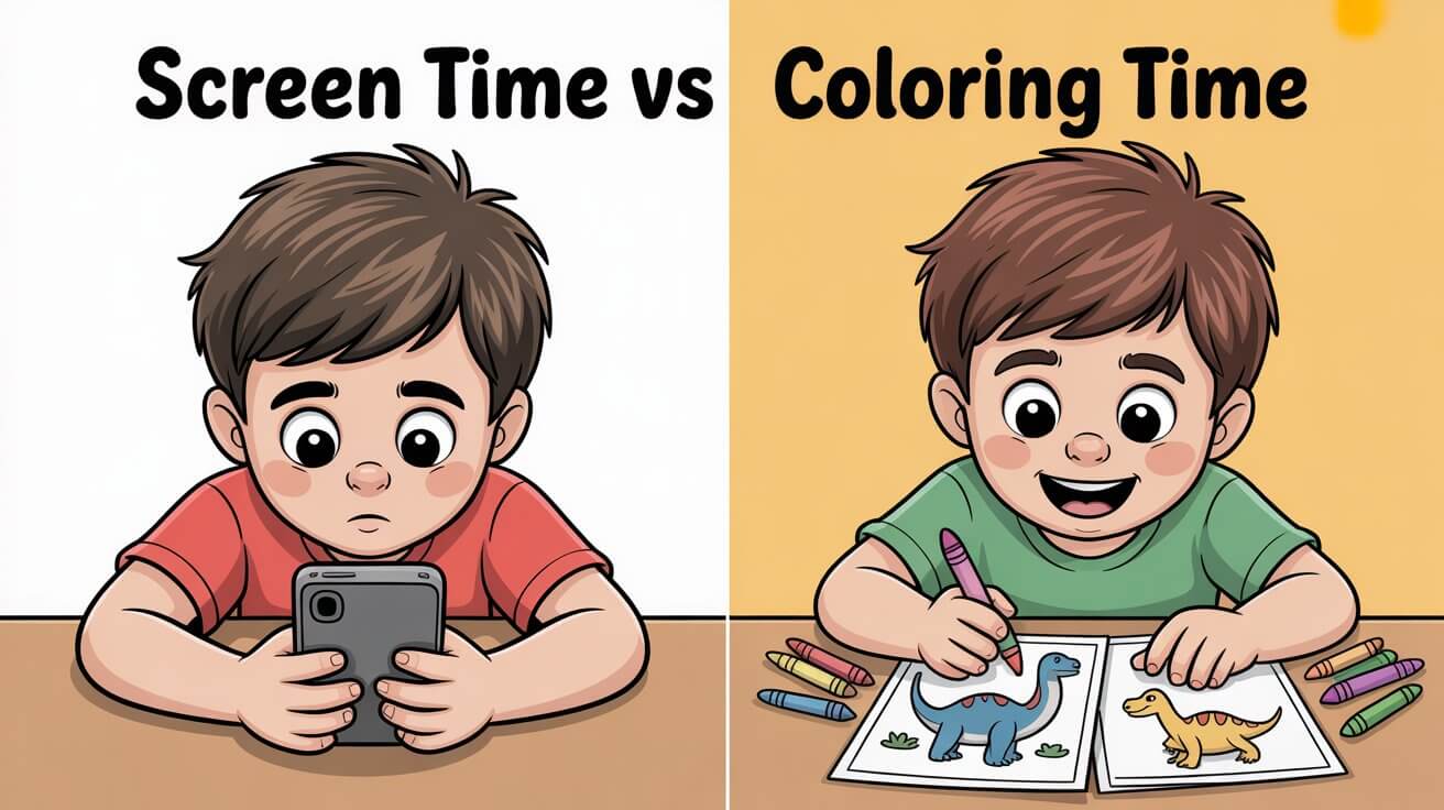 Screen time vs coloring time - why coloring is better for kids ages 4-8