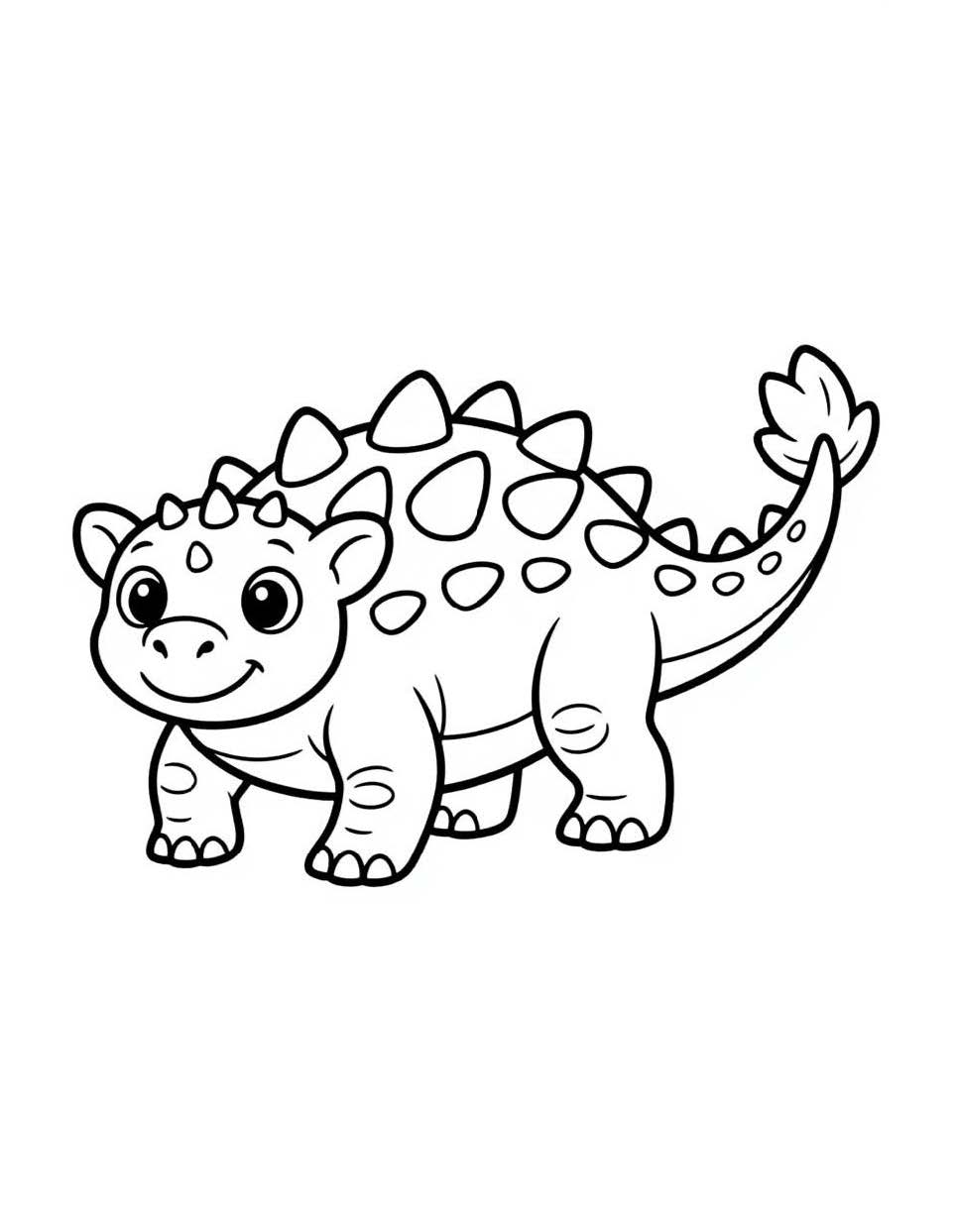 ankylosaurus dinosaur coloring page for kids at home ages 4-8