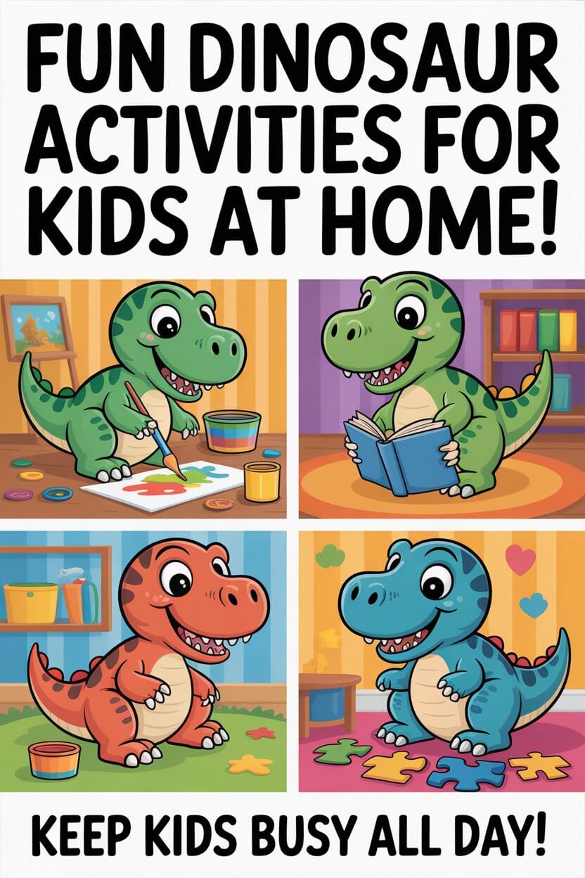 fun dinosaur activities for kids at home - dinosaur coloring painting and crafts