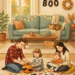 halloween activities for toddlers at home - family doing crafts together