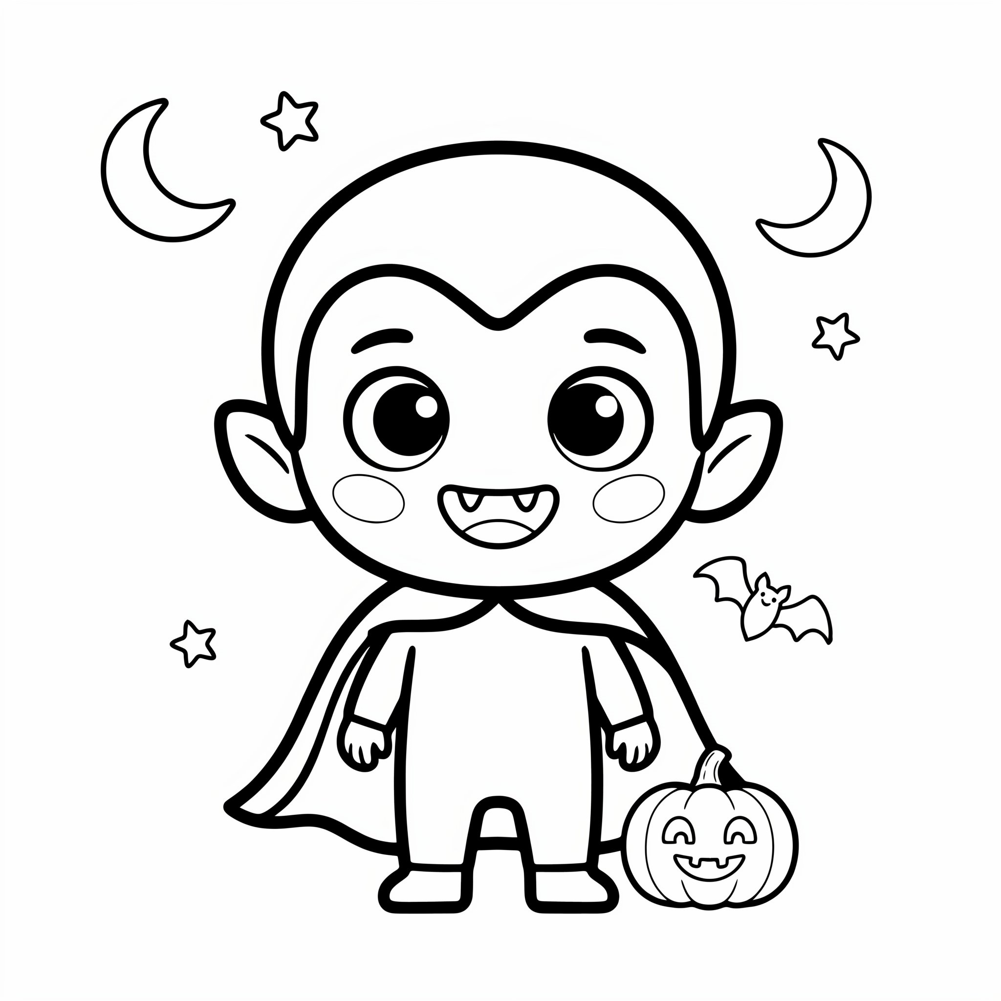 free halloween coloring pages for toddlers - cute little vampire coloring page