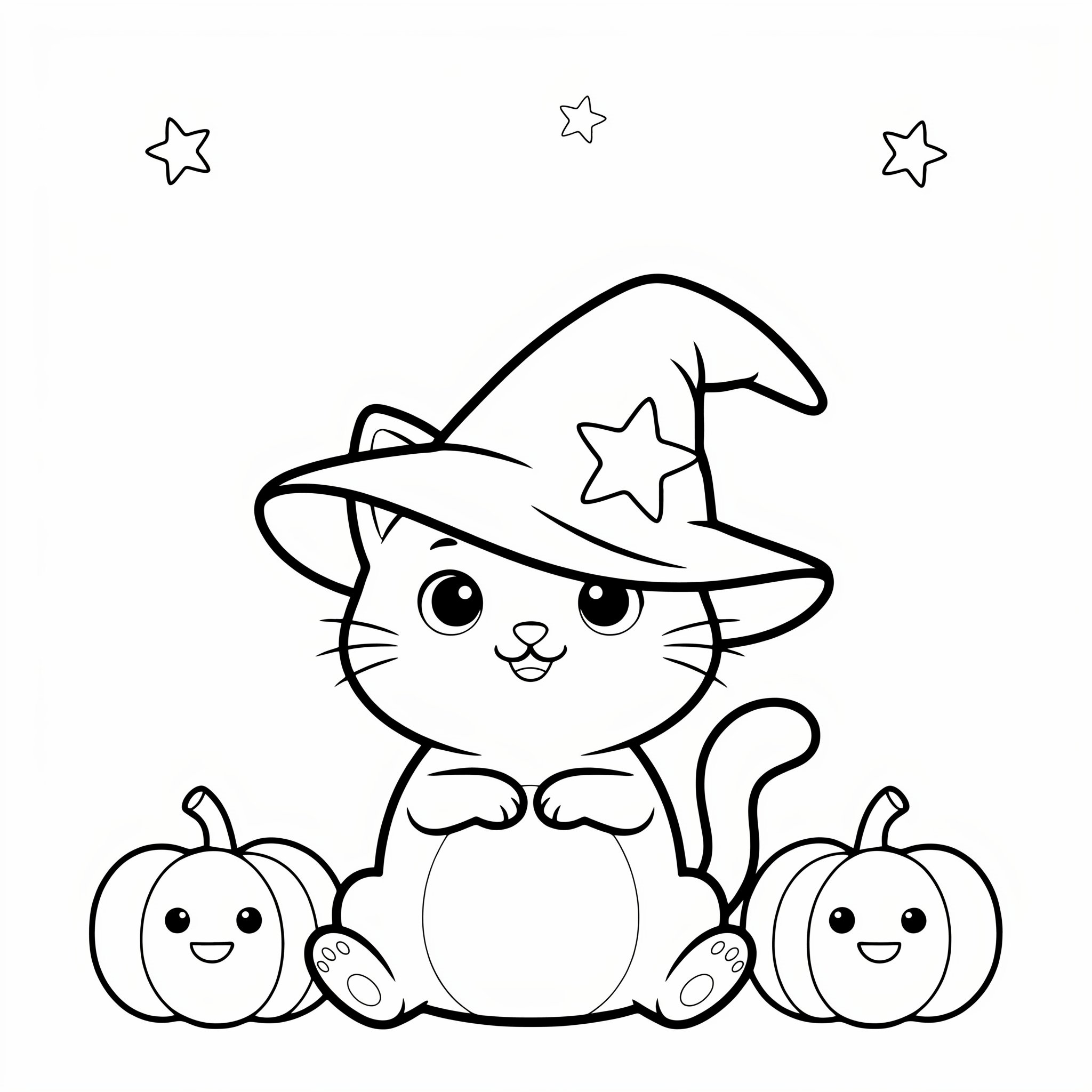 cute not scary halloween coloring pages for kids - friendly little witch coloring page