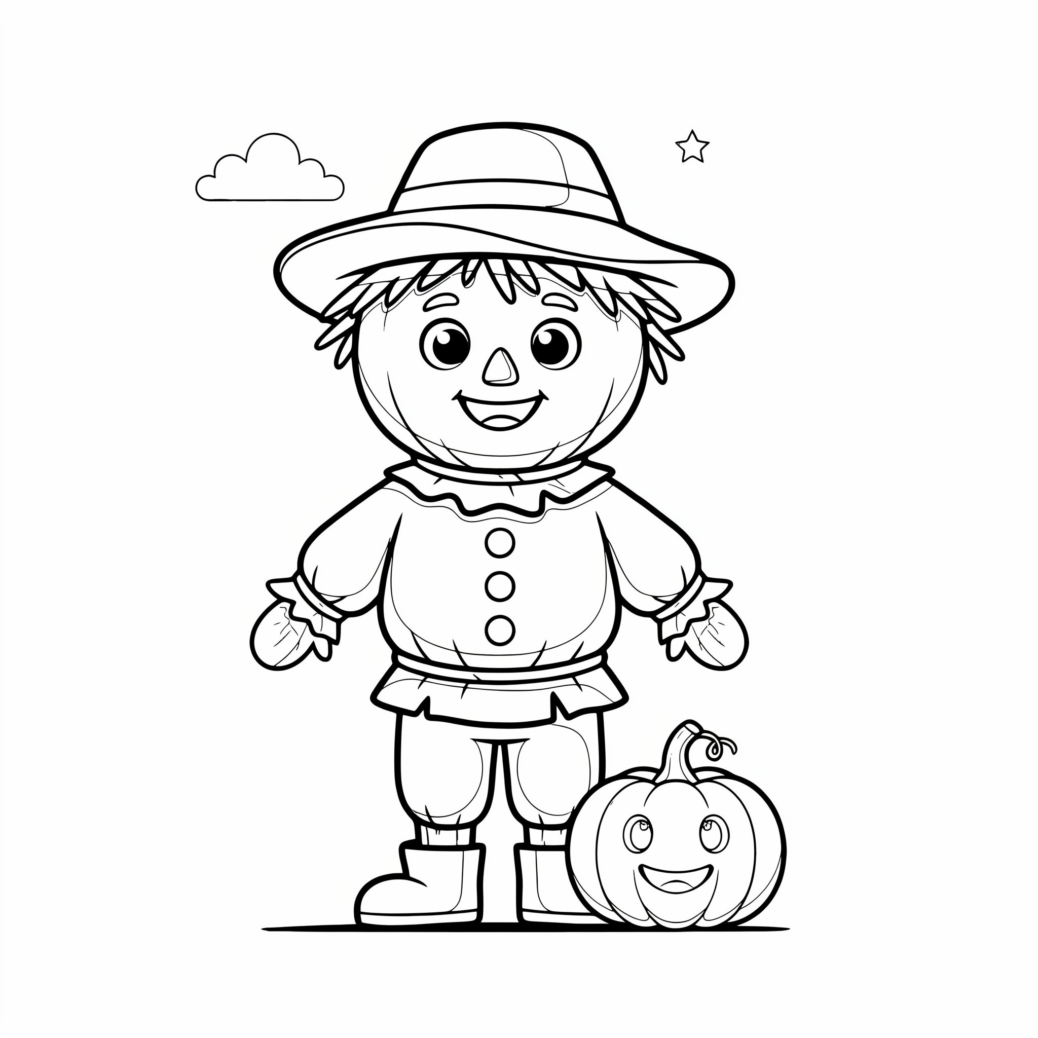 halloween activities for toddlers at home - cute little scarecrow coloring page