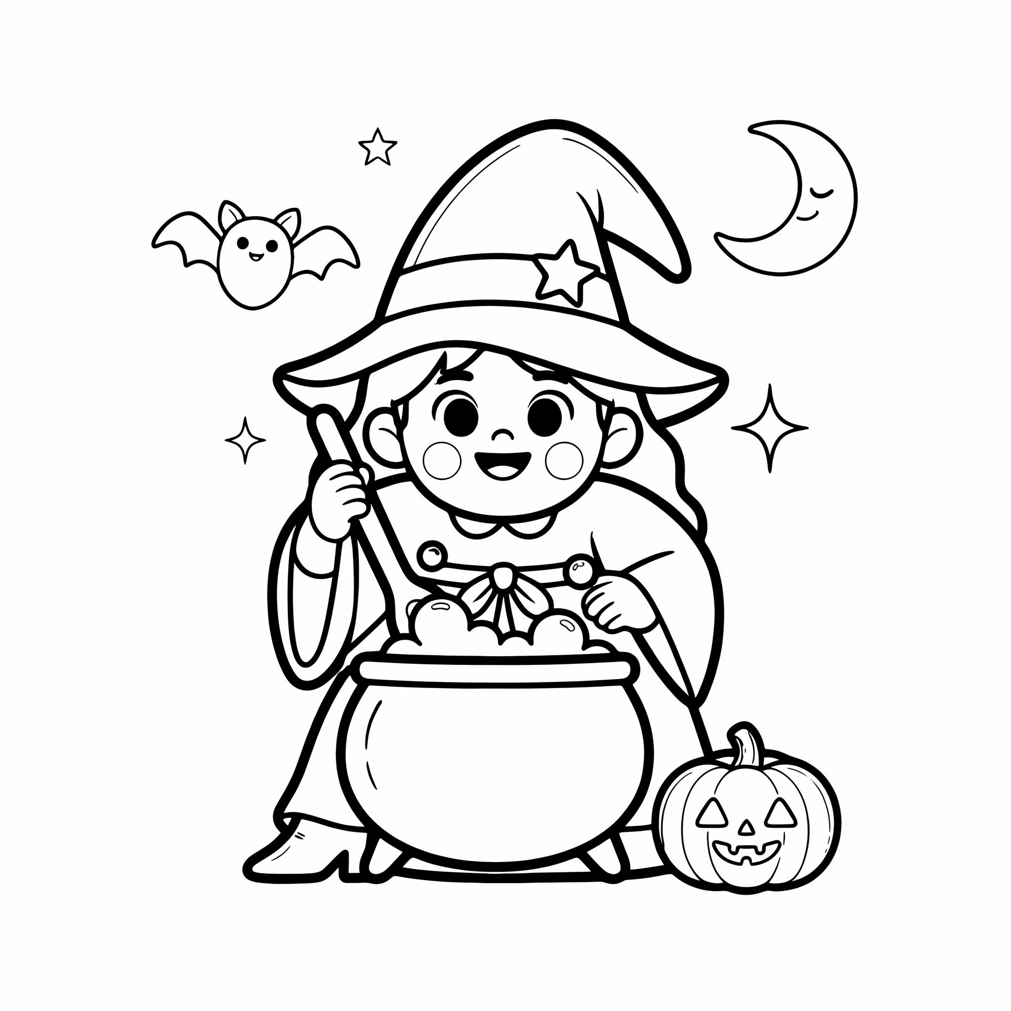 best halloween coloring books for toddlers - cute witch coloring page ages 2-5