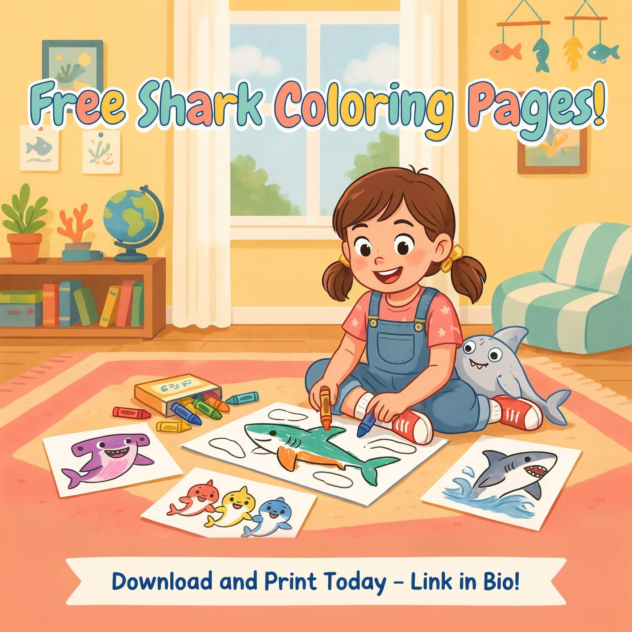 free shark coloring pages for kids - family coloring shark pages together at home