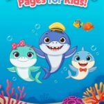baby shark coloring pages for kids - mama shark papa shark and baby shark swimming together