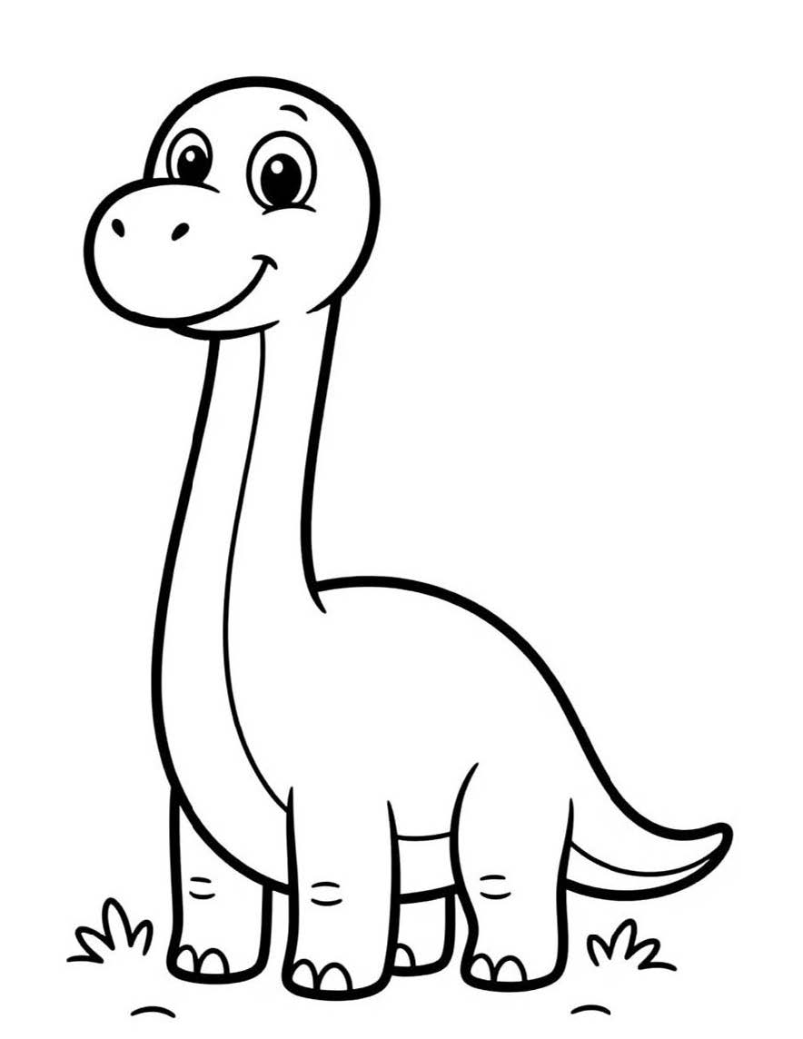 t-rex coloring pages for kids - long neck dinosaur coloring page ages 4-8
