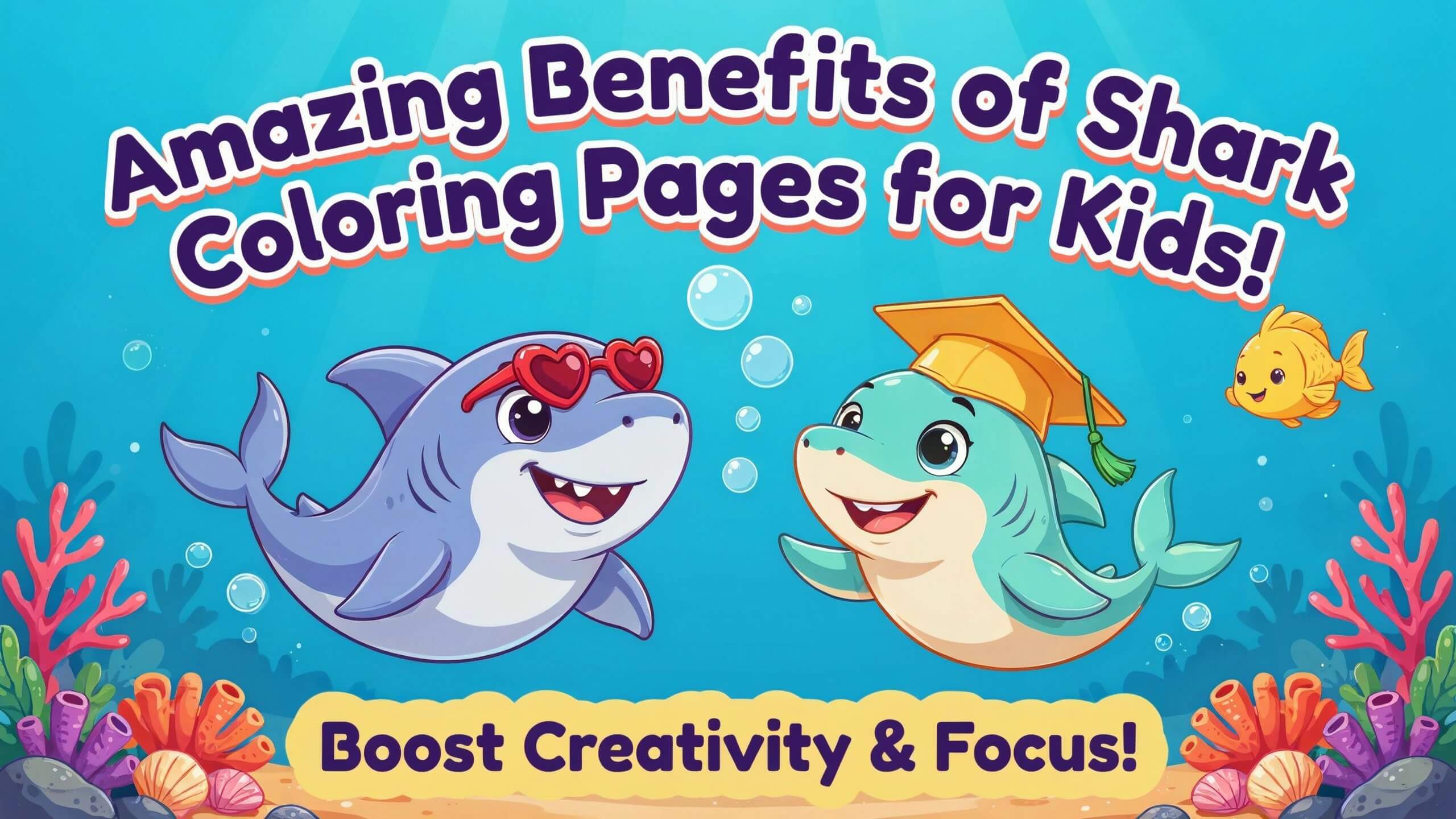 benefits of shark coloring pages for kids - less screen time more coloring time