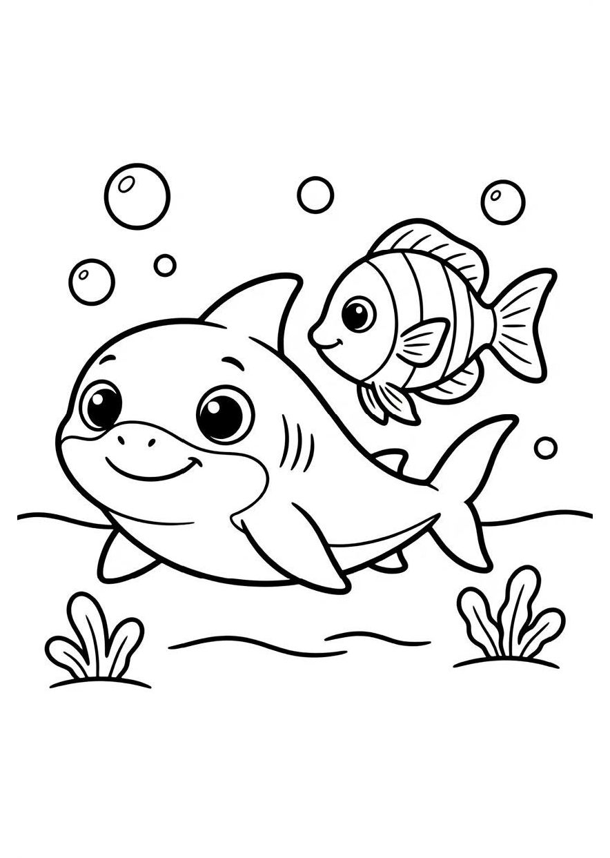 shark activities for kids at home - shark coloring page ages 4-8