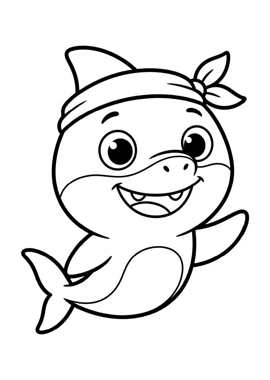 shark activities for kids at home - bandana shark coloring page ages 4-8