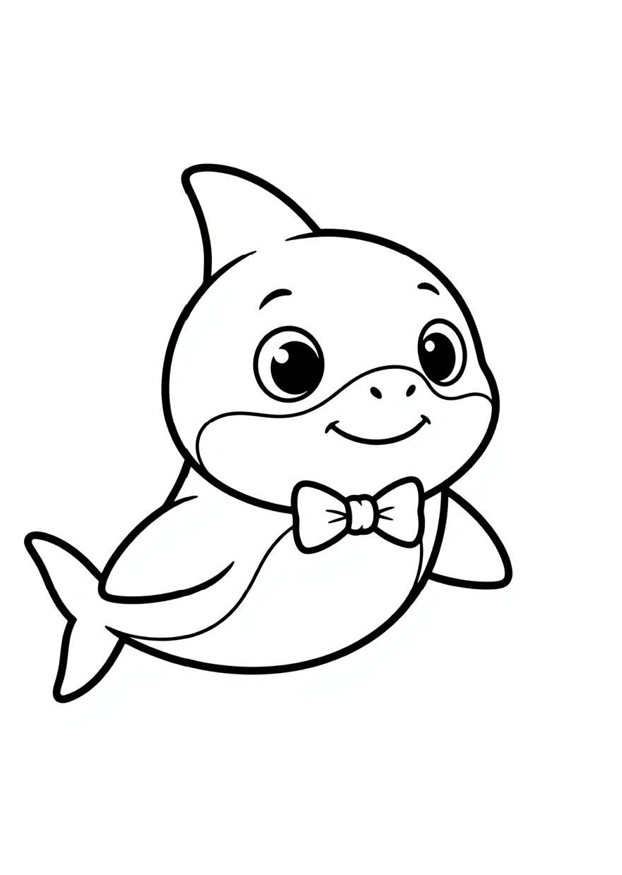 free shark coloring pages for kids - shark with bow tie coloring page ages 4-8