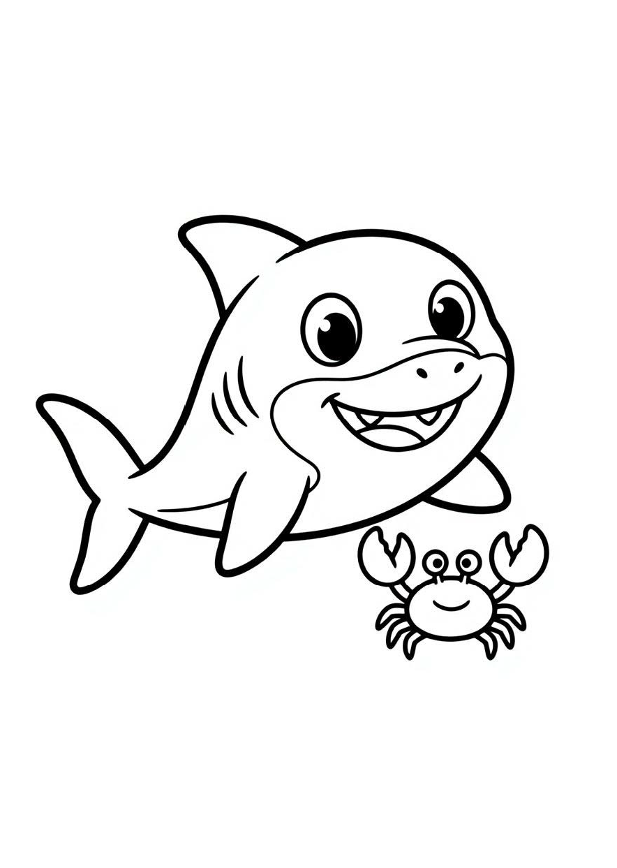 benefits of shark coloring pages for kids - shark with crab coloring page ages 4-8