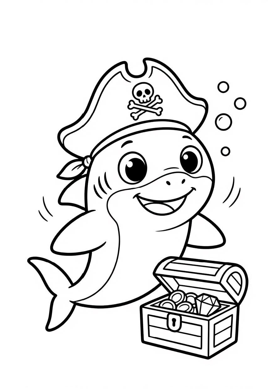 benefits of shark coloring pages for kids - pirate shark coloring page ages 4-8