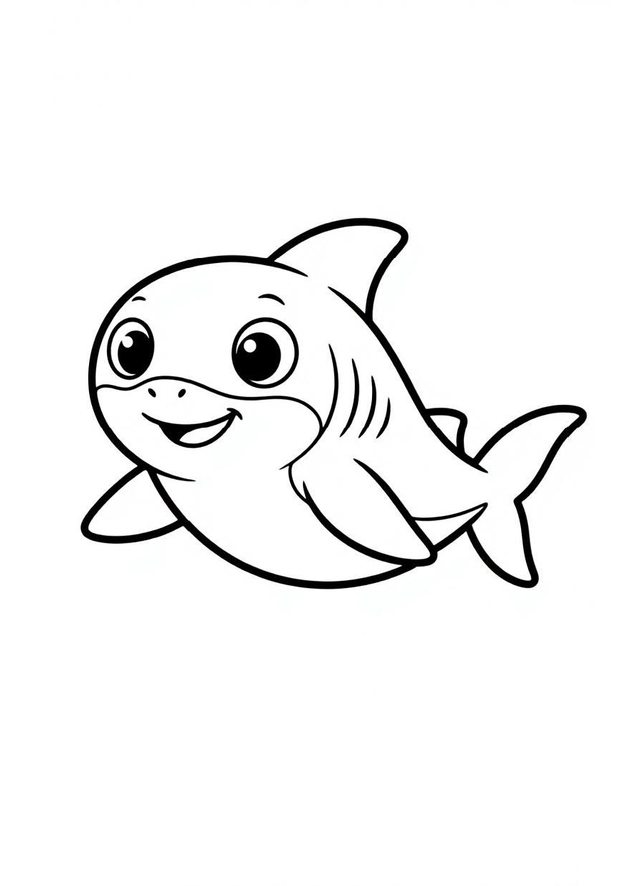 free shark coloring pages for kids - cute shark coloring page ages 4-8