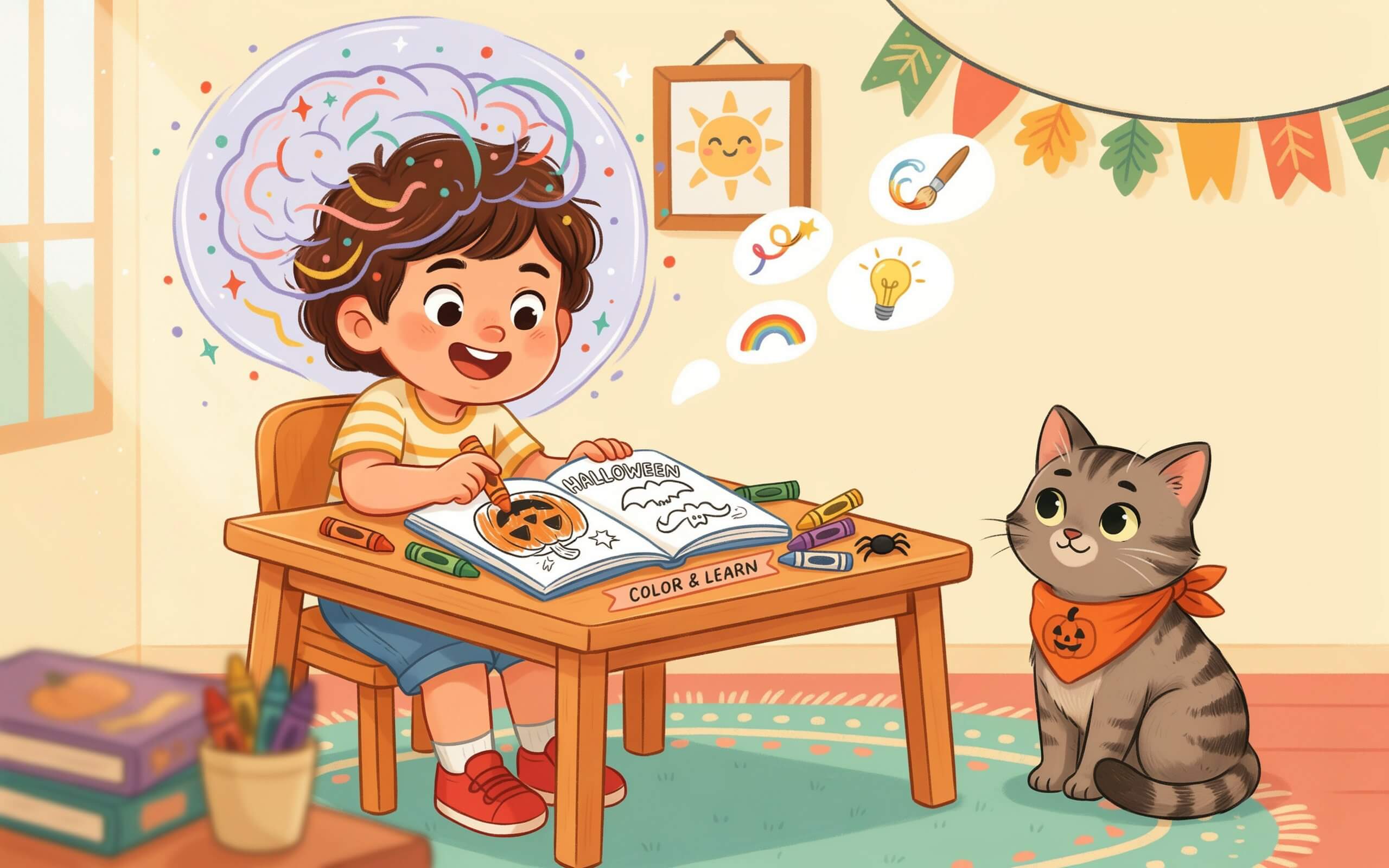 benefits of halloween coloring pages for toddlers - brain development and focus